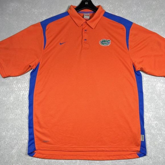 VTG Florida Gators Nike Fit Dry Polo Shirt Mens Large Orange Stadium Waffle Knit - Picture 2 of 14